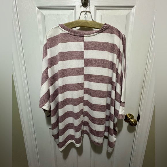 LA MIEL Maroon and White Striped Top - Picture 3 of 4